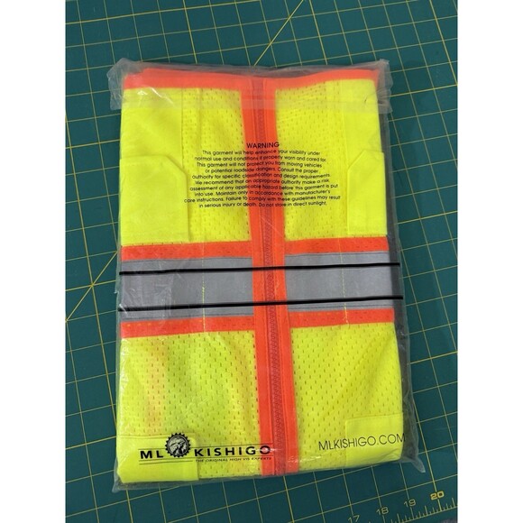 High Visibility Vest ML Kishigo 1242 XL Yellow 6 Pocket Contrast Mesh High Bonus - Picture 5 of 7